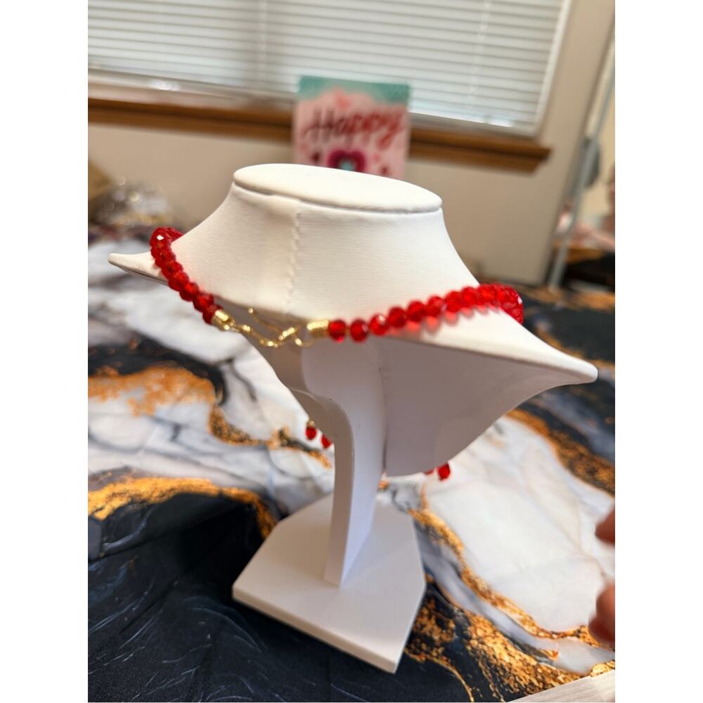 Sonja Gonzalez red necklace and earring set NWT! - Picture 9 of 9